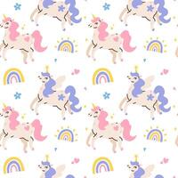 Cute pattern with unicorns vector