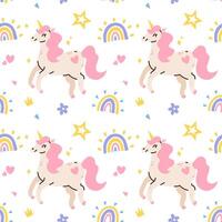 Cute pattern with unicorns vector