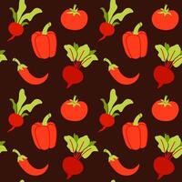 Red vegetables seamless pattern vector
