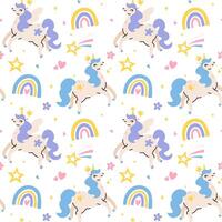 Cute pattern with unicorns vector