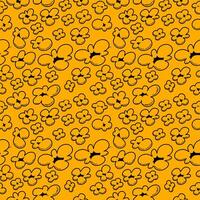 Popcorn pattern for packaging snacks. Popcorn fluffy flakes pattern. Popcorn Background pattern. doodle popcorn. popcorn seamless pattern background. vector