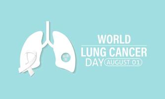 illustration World Lung Cancer day is observed every year on August 1. ribbon with lung icon illustration background template. Holiday concept. vector