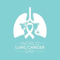 illustration World Lung Cancer day is observed every year on August 1. ribbon with lung icon illustration background template. Holiday concept. vector