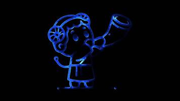 Glowing looping Rosh Hashanah day Blowing of the shofar rams horn.shapes neon frame effect, black background. video