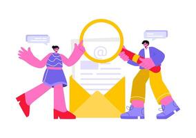 Email Service Illustration with File Correspondence Delivery, Electronic Mail Messaging, and Business Marketing in a Flat Cartoon Background vector