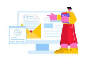 Email Service Illustration with File Correspondence Delivery, Electronic Mail Messaging, and Business Marketing in a Flat Cartoon Background vector