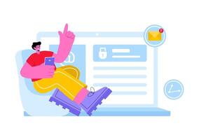 Email Service Illustration with File Correspondence Delivery, Electronic Mail Messaging, and Business Marketing in a Flat Cartoon Background vector