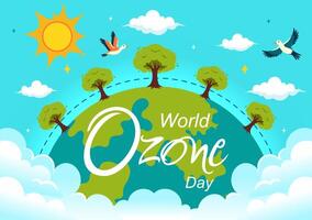 World Ozone Day Illustration on September 16 To Raise Public Awareness About Of The Earth Layer And Protecting Environment in Flat Background vector