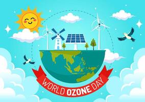 World Ozone Day Illustration on September 16 To Raise Public Awareness About Of The Earth Layer And Protecting Environment in Flat Background vector