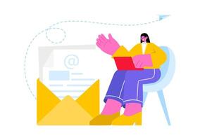 Email Service Illustration with File Correspondence Delivery, Electronic Mail Messaging, and Business Marketing in a Flat Cartoon Background vector