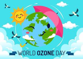 World Ozone Day Illustration on September 16 To Raise Public Awareness About Of The Earth Layer And Protecting Environment in Flat Background vector