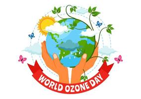 World Ozone Day Illustration on September 16 To Raise Public Awareness About Of The Earth Layer And Protecting Environment in Flat Background vector