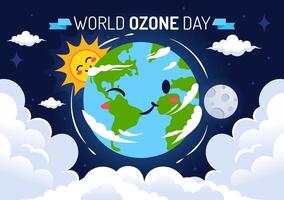 World Ozone Day Illustration on September 16 To Raise Public Awareness About Of The Earth Layer And Protecting Environment in Flat Background vector