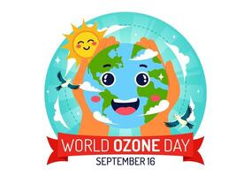 World Ozone Day Illustration on September 16 To Raise Public Awareness About Of The Earth Layer And Protecting Environment in Flat Background vector