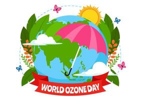 World Ozone Day Illustration on September 16 To Raise Public Awareness About Of The Earth Layer And Protecting Environment in Flat Background vector