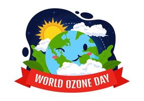 World Ozone Day Illustration on September 16 To Raise Public Awareness About Of The Earth Layer And Protecting Environment in Flat Background vector