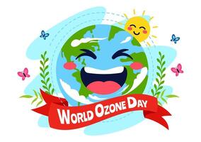 World Ozone Day Illustration on September 16 To Raise Public Awareness About Of The Earth Layer And Protecting Environment in Flat Background vector