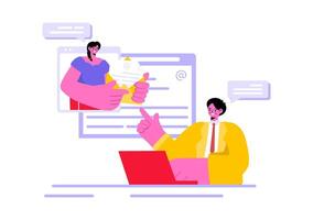 Email Service Illustration with File Correspondence Delivery, Electronic Mail Messaging, and Business Marketing in a Flat Cartoon Background vector