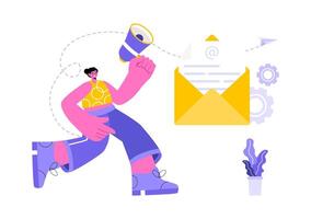 Email Service Illustration with File Correspondence Delivery, Electronic Mail Messaging, and Business Marketing in a Flat Cartoon Background vector