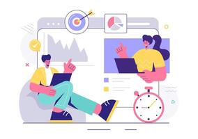 ERP Enterprise Resource Planning System Illustration with Business Integration, Productivity, and Company Enhancement on a Flat Background vector