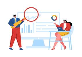 Business Audit Documents Illustration with Charts, Accounting, Calculations, and Financial Report Analytics on a Flat Cartoon Background vector