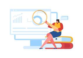 Business Audit Documents Illustration with Charts, Accounting, Calculations, and Financial Report Analytics on a Flat Cartoon Background vector