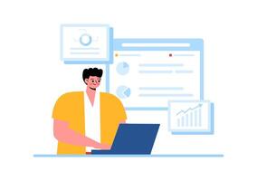Business Audit Documents Illustration with Charts, Accounting, Calculations, and Financial Report Analytics on a Flat Cartoon Background vector