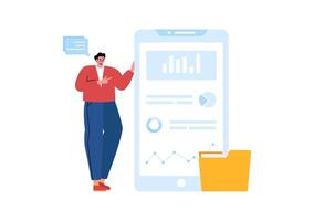 Business Audit Documents Illustration with Charts, Accounting, Calculations, and Financial Report Analytics on a Flat Cartoon Background vector
