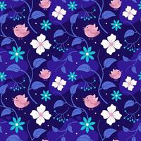 Floral Seamless Pattern Design Illustration with Blooming Branches and Leaf Flower in Hand-Drawn Cartoon Style Template vector