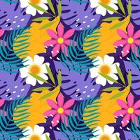 Floral Seamless Pattern Design Illustration with Blooming Branches and Leaf Flower in Hand-Drawn Cartoon Style Template vector