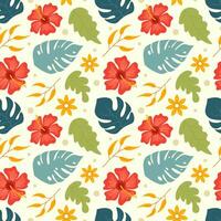 Floral Seamless Pattern Design Illustration with Blooming Branches and Leaf Flower in Hand-Drawn Cartoon Style Template vector
