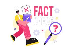 Fact or Fake Check News Illustration with Myths vs Facts for Thorough Verification and Evidence Comparison in a Flat Cartoon Style Background vector