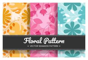 Floral Seamless Pattern Design Illustration with Blooming Branches and Leaf Flower in Hand-Drawn Cartoon Style Template vector