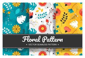 Floral Seamless Pattern Design Illustration with Blooming Branches and Leaf Flower in Hand-Drawn Cartoon Style Template vector