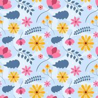 Floral Seamless Pattern Design Illustration with Blooming Branches and Leaf Flower in Hand-Drawn Cartoon Style Template vector