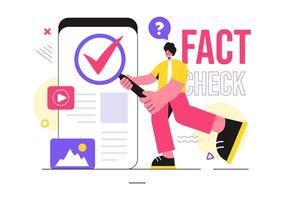 Fact or Fake Check News Illustration with Myths vs Facts for Thorough Verification and Evidence Comparison in a Flat Cartoon Style Background vector
