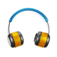 3d Renderização música fone de ouvido com desenho animado estilo. 3d social meios de comunicação ícone conceito png