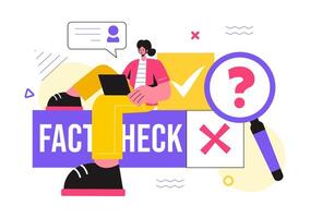 Fact or Fake Check News Illustration with Myths vs Facts for Thorough Verification and Evidence Comparison in a Flat Cartoon Style Background vector