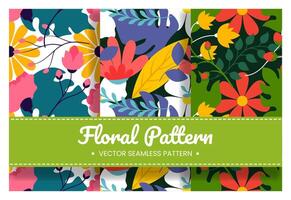 Floral Seamless Pattern Design Illustration with Blooming Branches and Leaf Flower in Hand-Drawn Cartoon Style Template vector