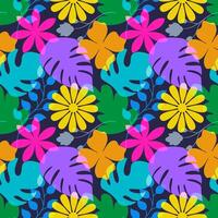 Floral Seamless Pattern Design Illustration with Blooming Branches and Leaf Flower in Hand-Drawn Cartoon Style Template vector