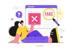 Fact or Fake Check News Illustration with Myths vs Facts for Thorough Verification and Evidence Comparison in a Flat Cartoon Style Background vector