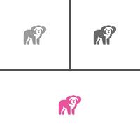 A simple logo with a koala, in gray, white and pink. vector
