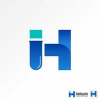 Logo design graphic concept creative premium stock unique initial H or IH font with Modern glass laboratory. Related monogram typography brand vector