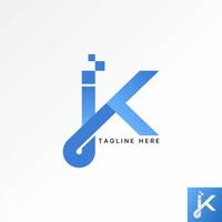 Logo design graphic concept creative premium stock initial K or IK or JK font connect with square tech. Related to monogram typography branding vector