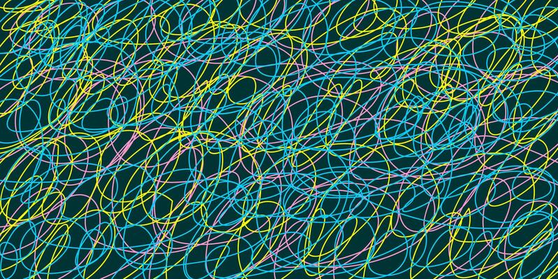Colored tangled pattern. Abstract chaotic texture. Background with lines and waves. Art creation