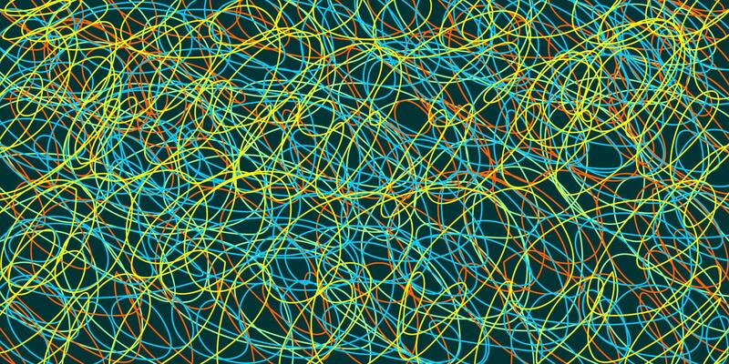 Colored tangled pattern. Abstract chaotic texture. Background with lines and waves. Art creation