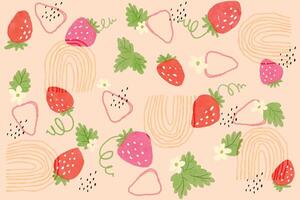 Strawberries abstract pattern background vector