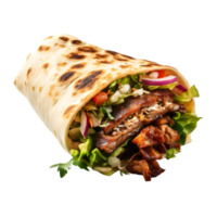 Doner kebab with vegetables and sauce on transparent background png