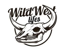 Wild west design with bull skull drawing vector