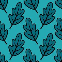 Oak leaves seamless pattern. Scandinavian texture in doodle style. Fall pattern with Autumn leaves. Hand drawn autumn Leaf of willow. Illustration in Doodle style. vector
